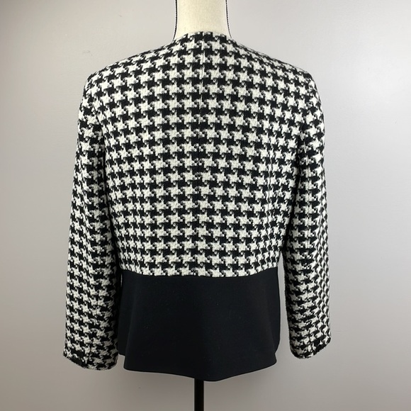 Talbots Houndstooth Jacket Womens Sz 12 Wool Blend Colorblocked Blazer - Picture 8 of 13